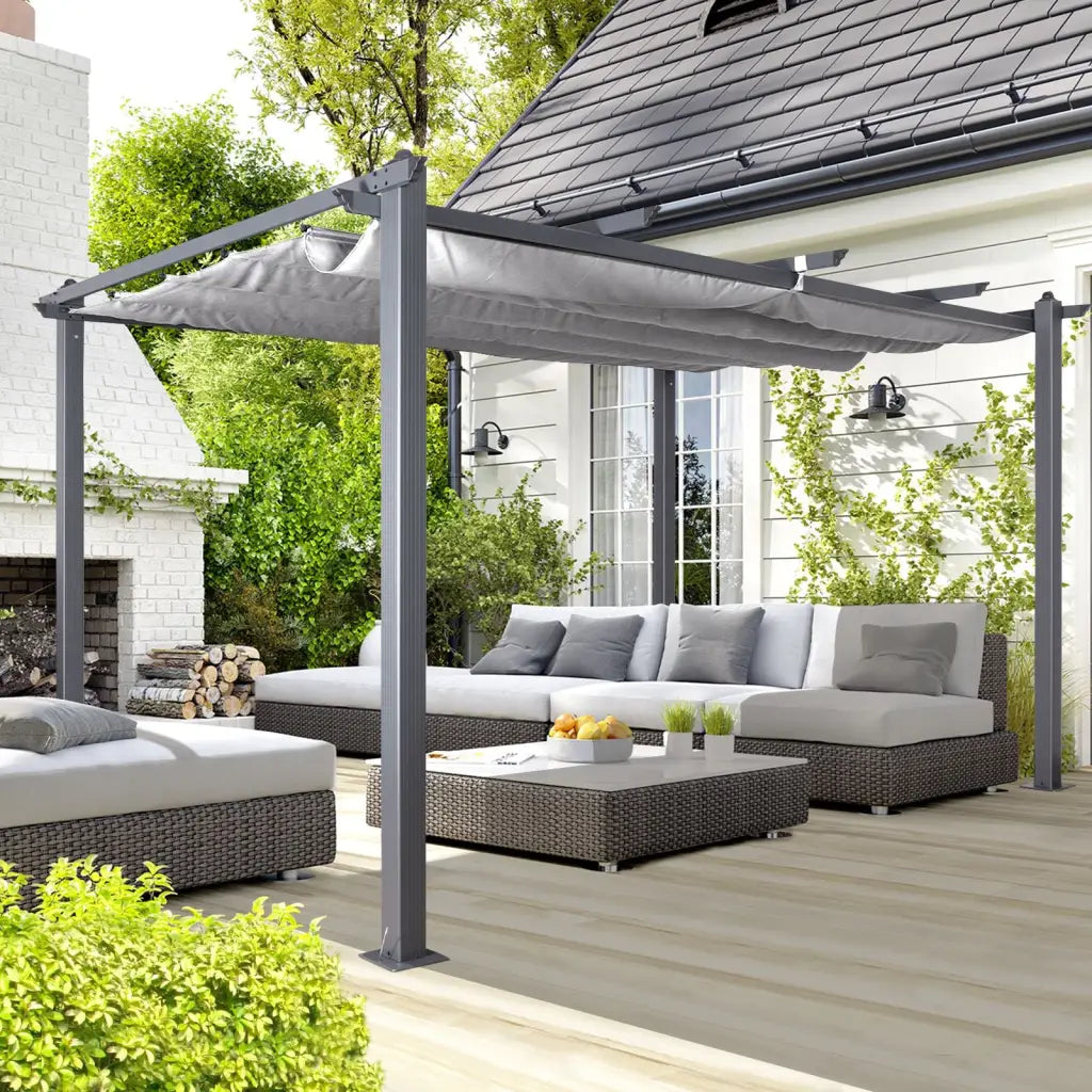 Oseasons® Acorn Aluminium 3m Square Pergola Gazebo in Grey
