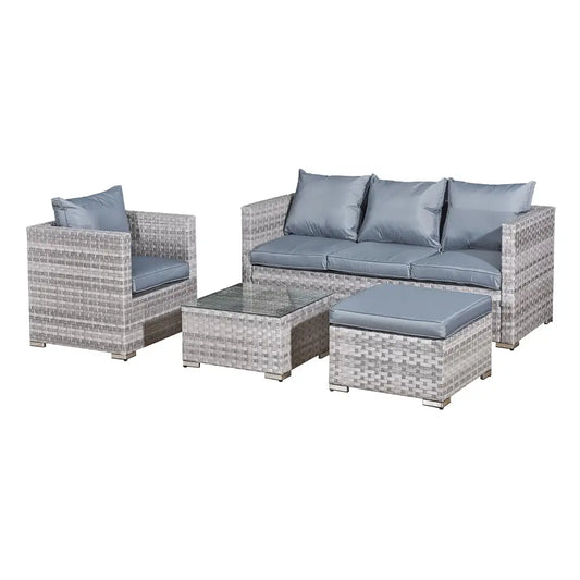Acorn Rattan 5 Seat Lounge Sofa Set in Dove Grey