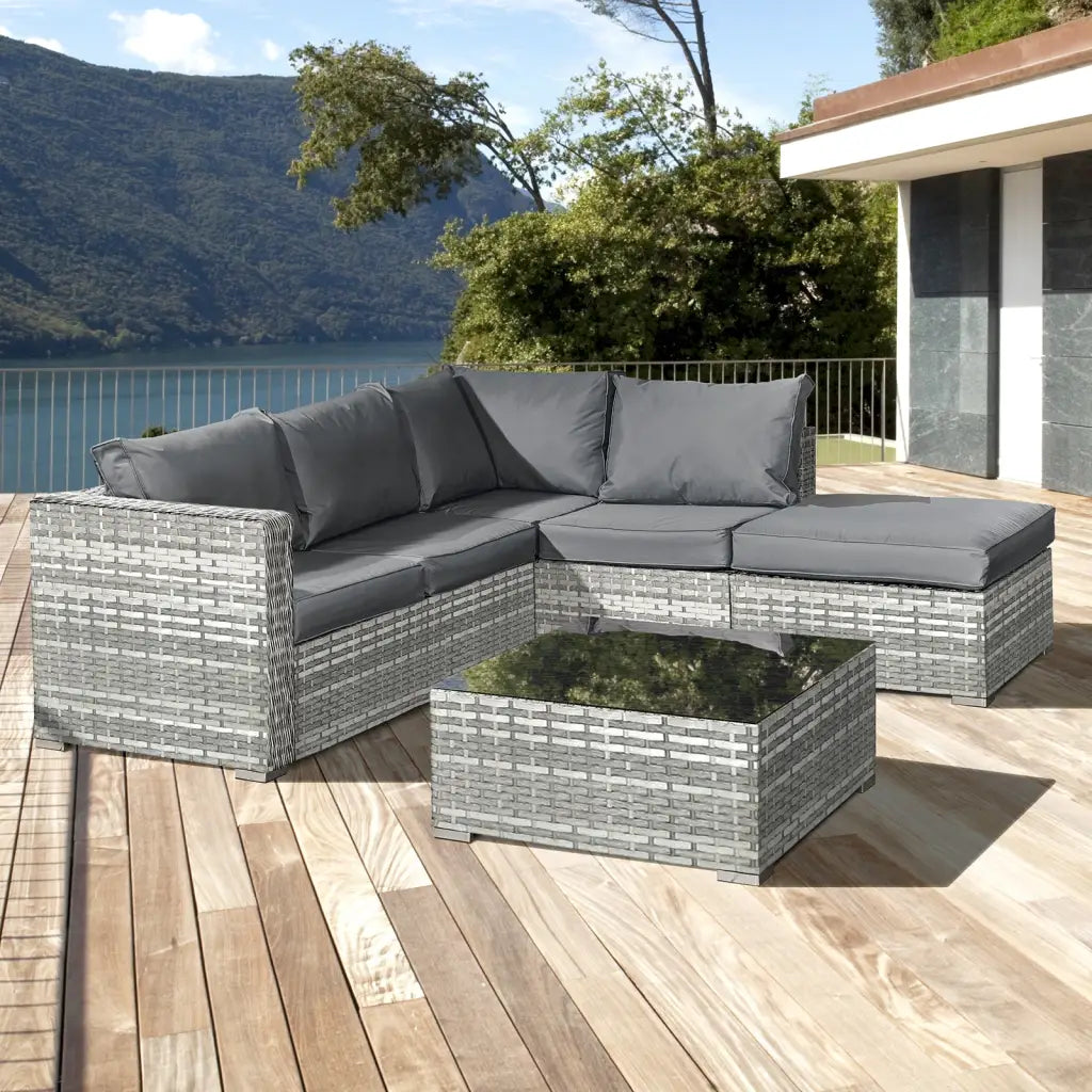 Oseasons® Aruba Rattan 5 Seat Corner Set in Dove Grey