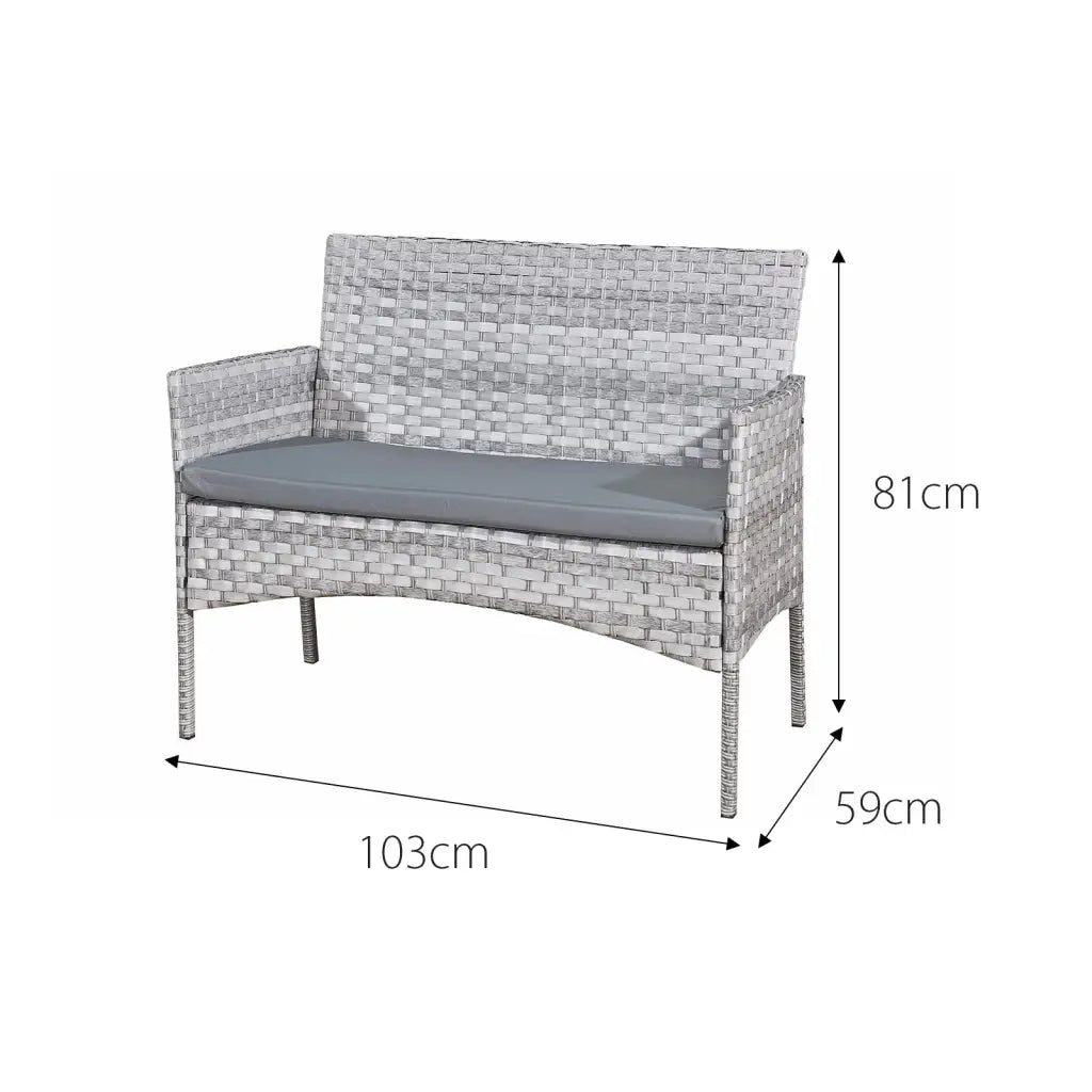 Acorn Rattan 4 Seat Bistro Lounge Set in Dove Grey - Garden