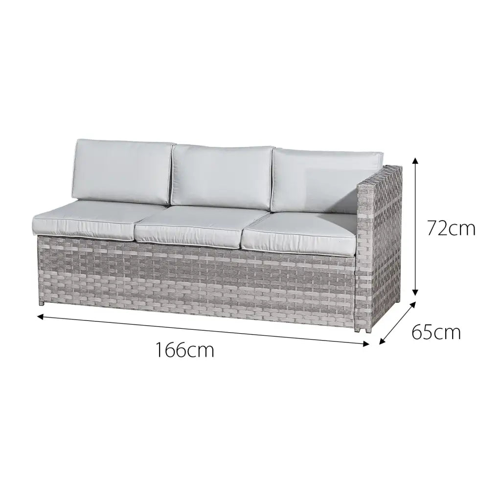 Acorn Rattan 6 Seat Corner Sofa Set in Dove Grey with Off-White/ Pale Grey Cushions