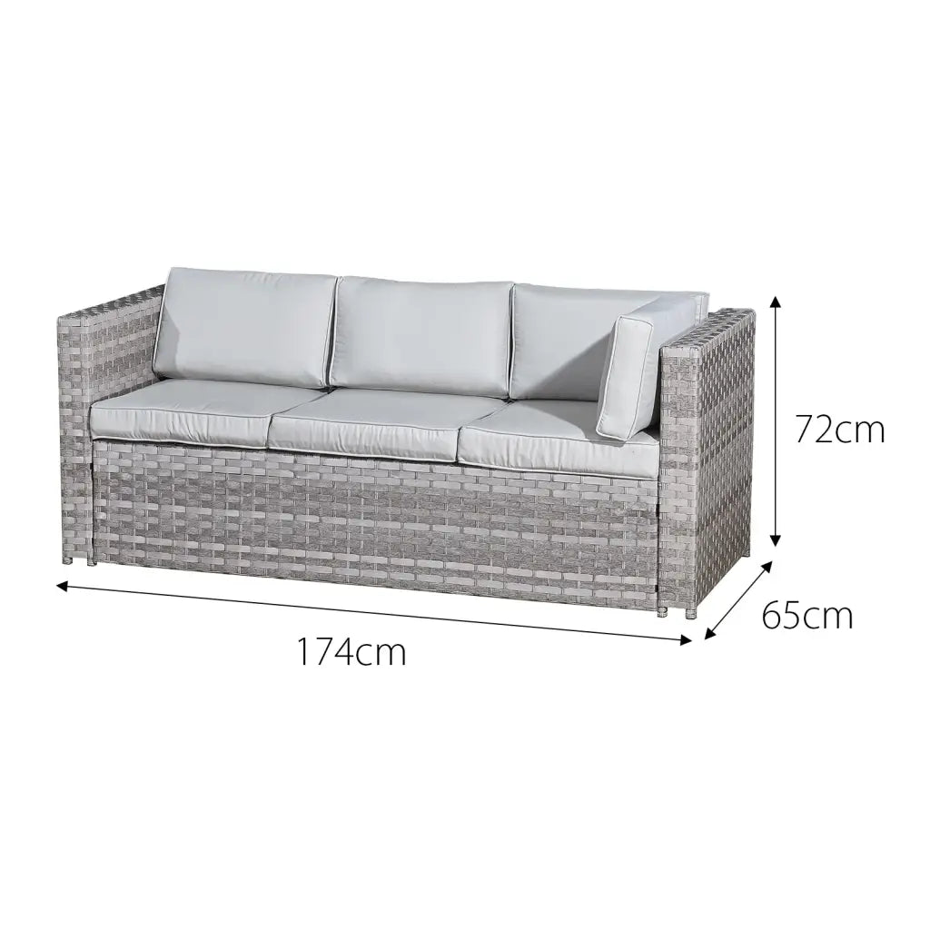 Acorn Rattan 6 Seat Corner Sofa Set in Dove Grey with Off-White/ Pale Grey Cushions