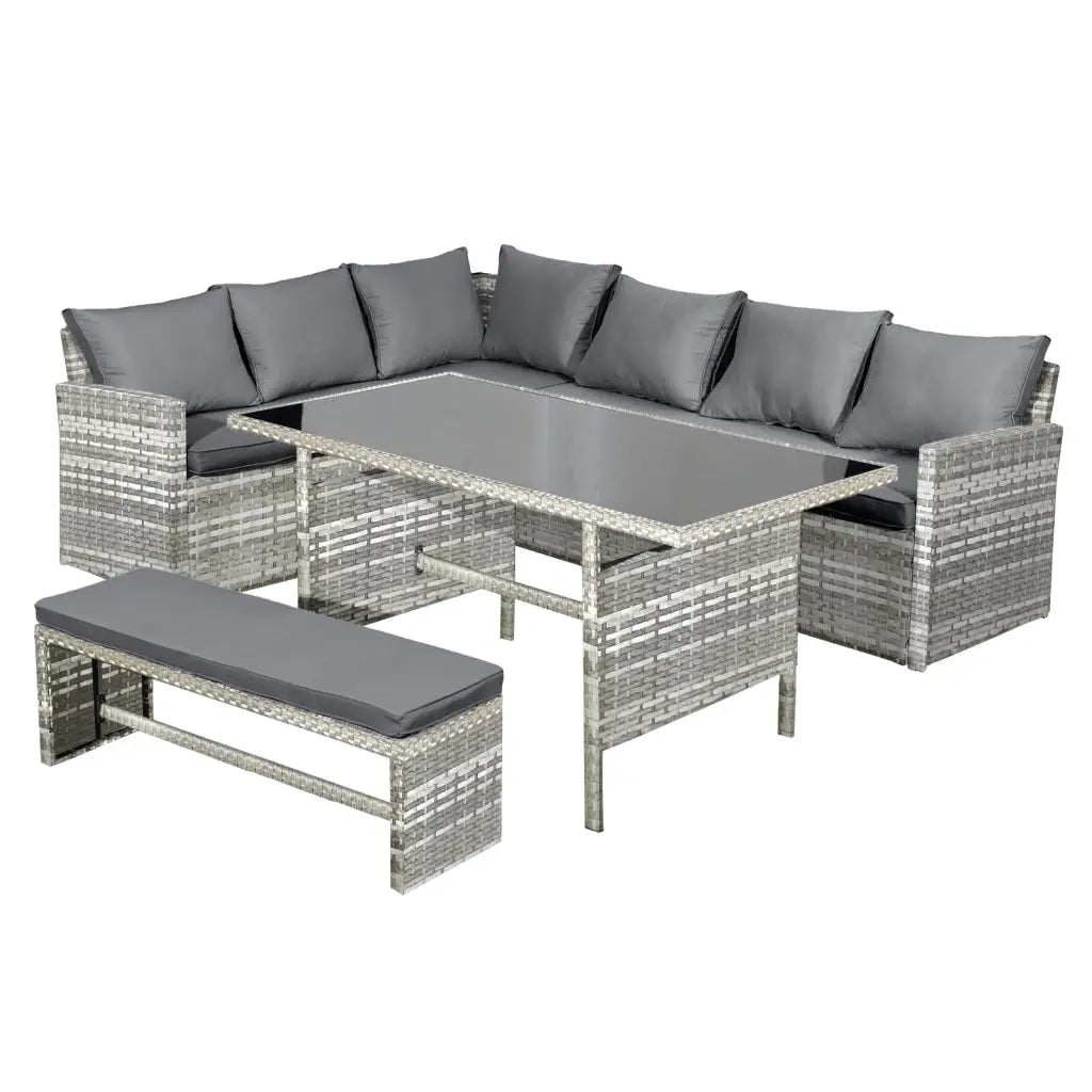 Oseasons® Fiji Rattan 8 Seat Corner Dining Set in Dove Grey