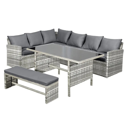 Oseasons® Fiji Rattan 8 Seat Corner Dining Set in Dove Grey