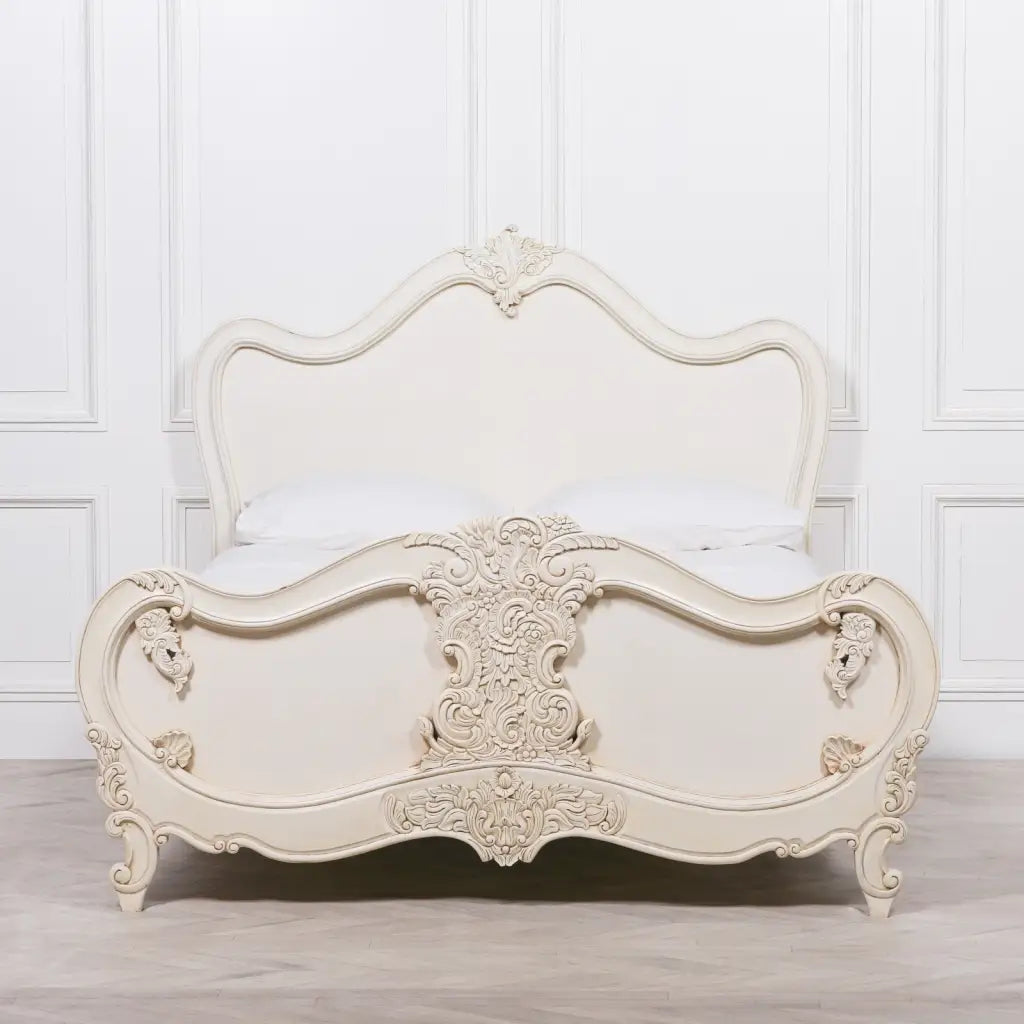 Ornate Ivory Distressed 5ft King Bed