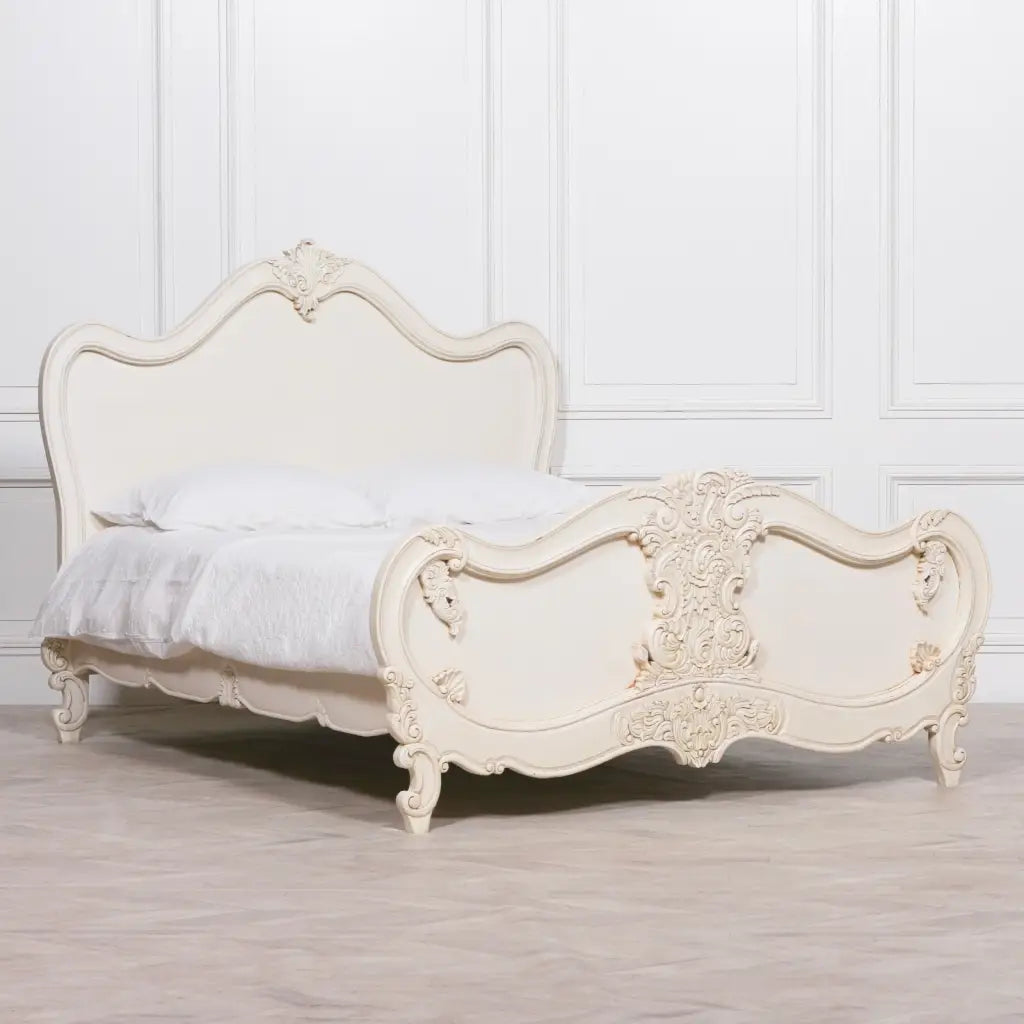 Ornate Ivory Distressed 5ft King Bed