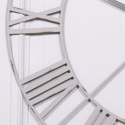 Pale Grey/ Off White 110cm Vintage Metal Wall Clock