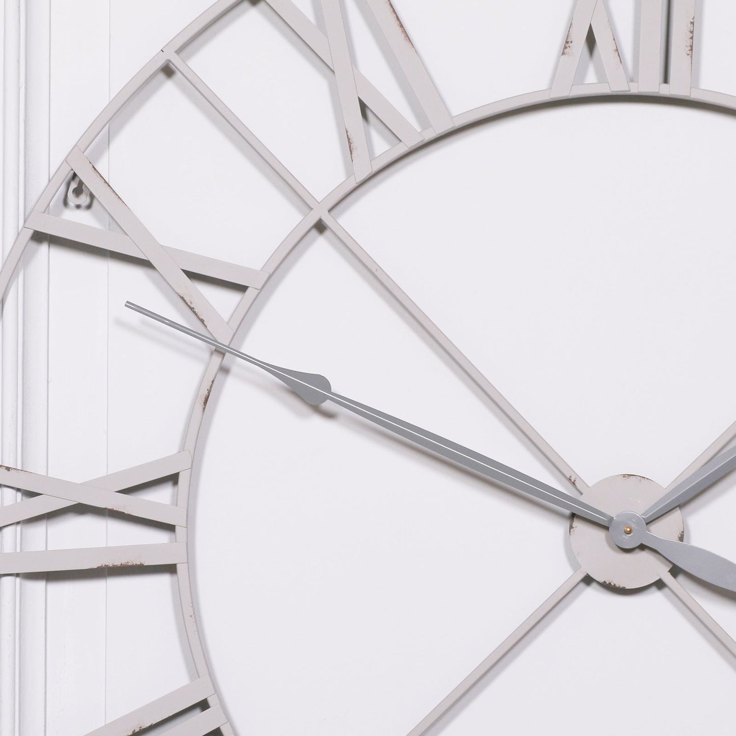 Pale Grey/ Off White 110cm Vintage Metal Wall Clock