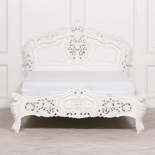 Rococo 5ft Off White King Size Carved Bed