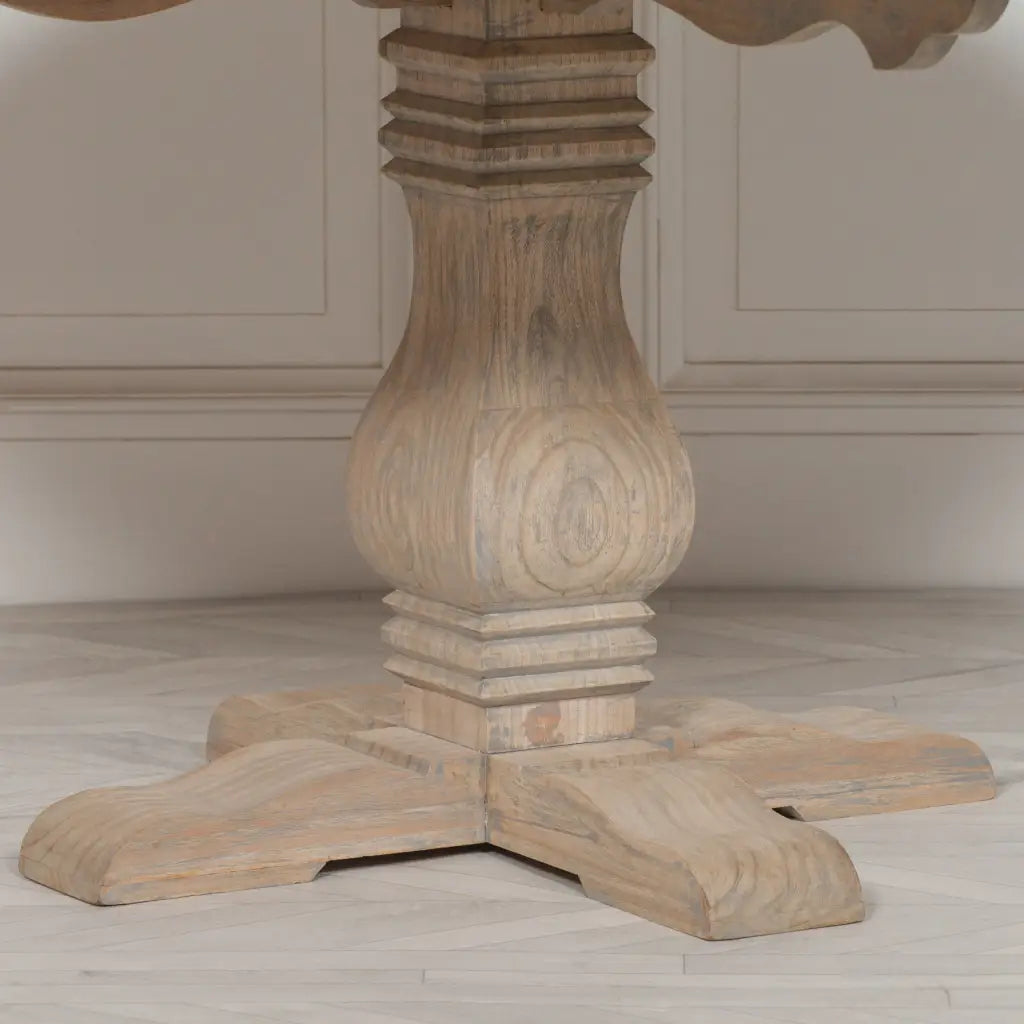Rustic Wooden Round Pedestal Dining Table