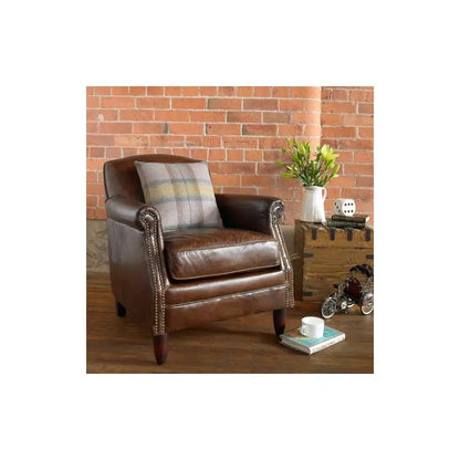 Vintage Leather Studded Front Leather Armchair House of Elliotts